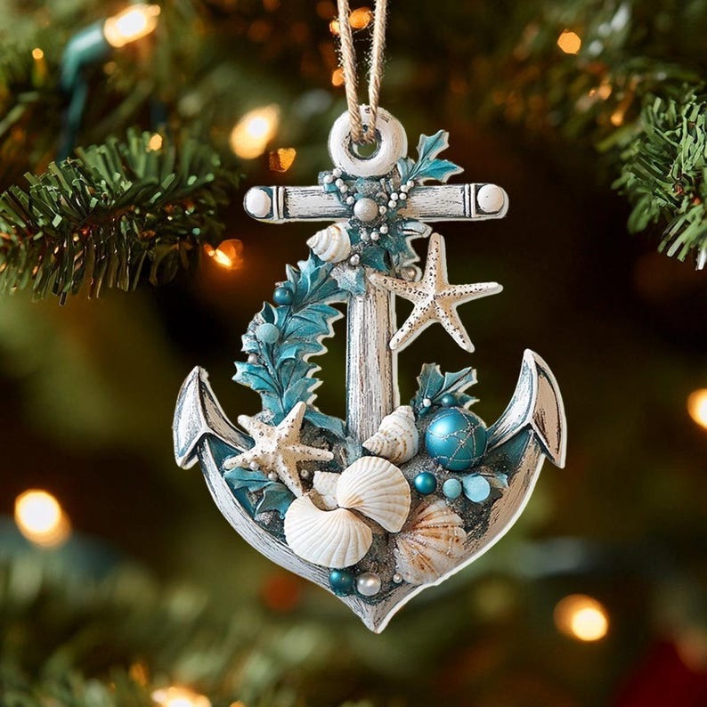 Coastal Anchor Seashell Ornament